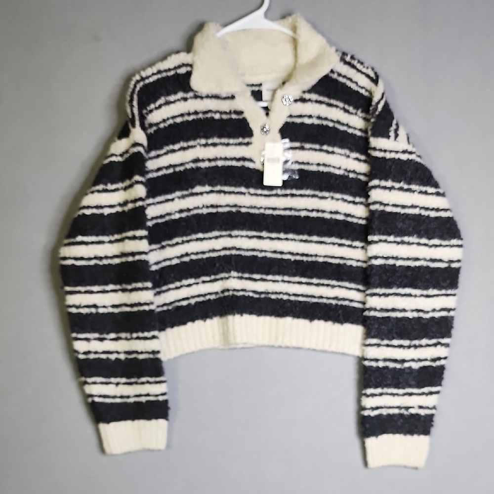 Striped Black and Cream Women's Sweater